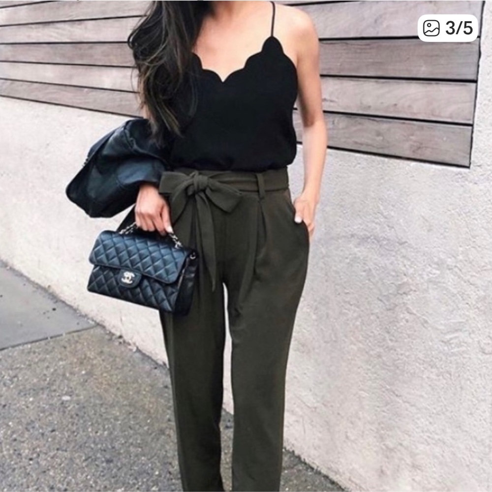 J. Crew Black Scallop Trim Camisole Top Size 2